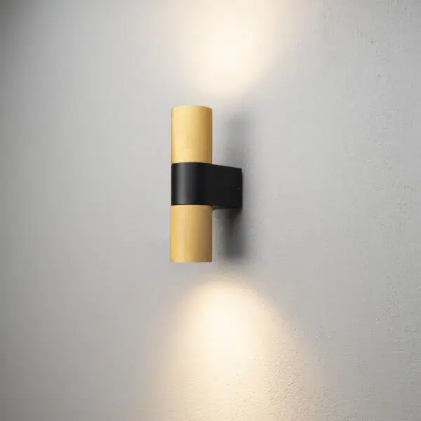 modern up and down textured wall light black & gold - Stillorgan Decor