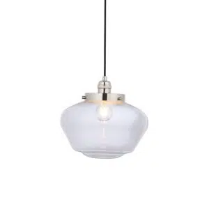 Timeless Ceiling Pendant Bright Nickel With Clear Glass - Stillorgan Decor
