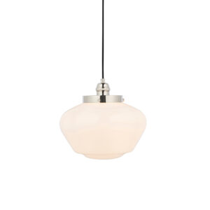 Timeless Ceiling Pendant Bright Nickel With Opal Glass - Stillorgan Decor