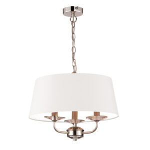modern stylo 3 light pendant polished chrome with white shade - Stillorgan Decor