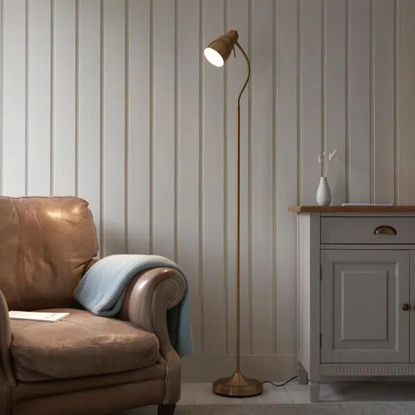 classic flexi reader floor lamp aged brass - Stillorgan Decor