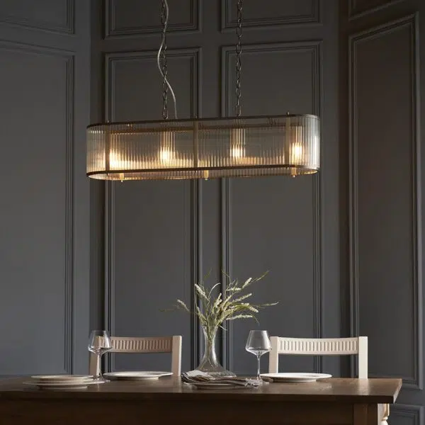timeless classic ribbed linear pendant antique brass - Stillorgan Decor