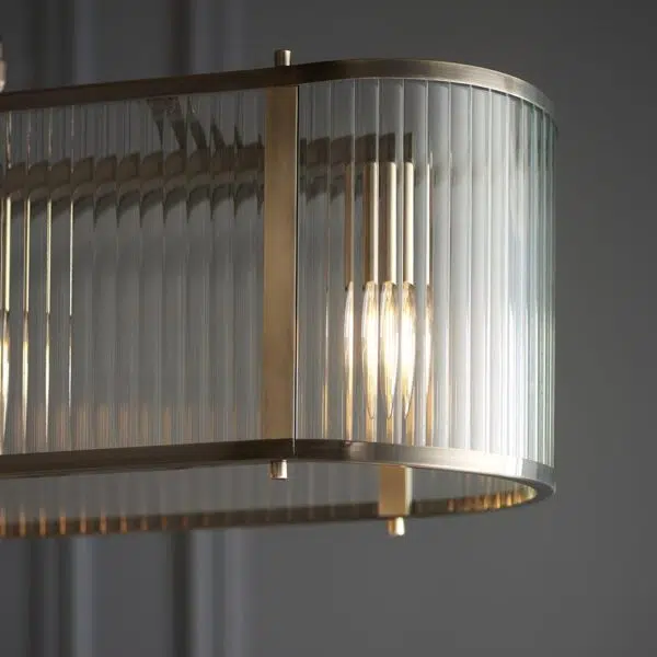 timeless classic ribbed linear pendant antique brass - Stillorgan Decor