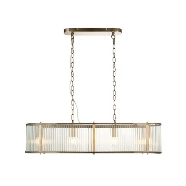 timeless classic ribbed linear pendant antique brass - Stillorgan Decor