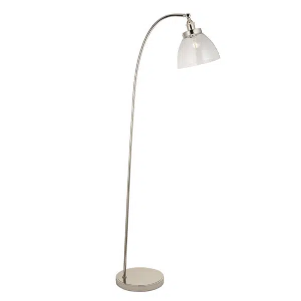 resto industrial style floor lamp glass and polished nickel - Stillorgan Decor