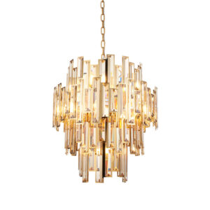 impressive large scale 12 light chandelier gold effect with champagne crystals - Stillorgan Decor