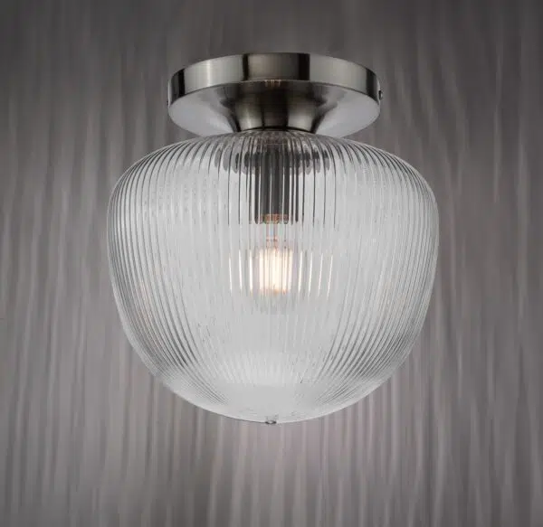 modern elegant brushed bronze and amber ribbed glass flush ceiling light (Copy) - Stillorgan Decor