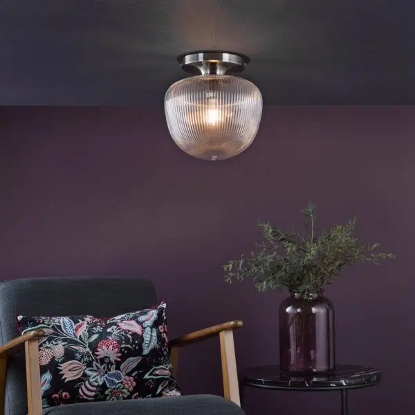modern elegant brushed bronze and amber ribbed glass flush ceiling light (Copy) - Stillorgan Decor