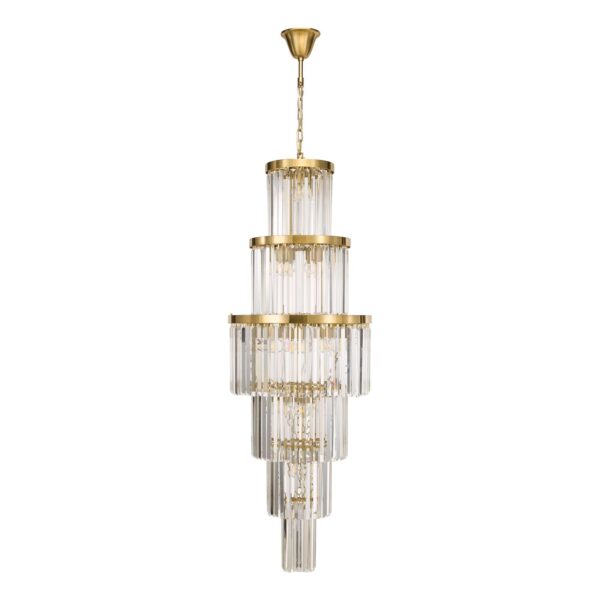opulent 6 tier 28 light crystal chandelier antique gold - Stillorgan Decor