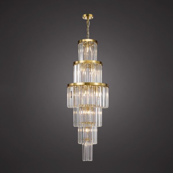 opulent 6 tier 28 light crystal chandelier antique gold - Stillorgan Decor
