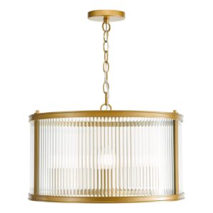 industrial chic 3 light pendant bronze and ribbed glass - Stillorgan Decor