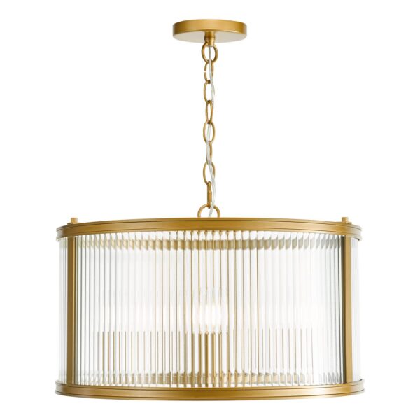 industrial chic 3 light pendant bronze and ribbed glass - Stillorgan Decor