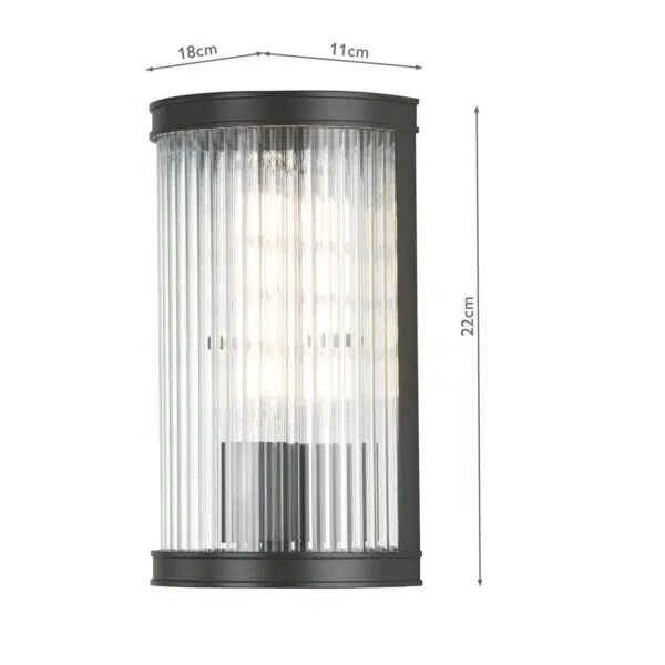 industrial chic wall light black and ribbed glass - Stillorgan Decor