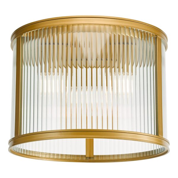 industrial chic 3 light flush ceiling light bronze and ribbed glass - Stillorgan Decor