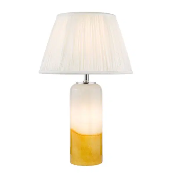 stunning yellow and white art glass table lamp with shade - Stillorgan Decor