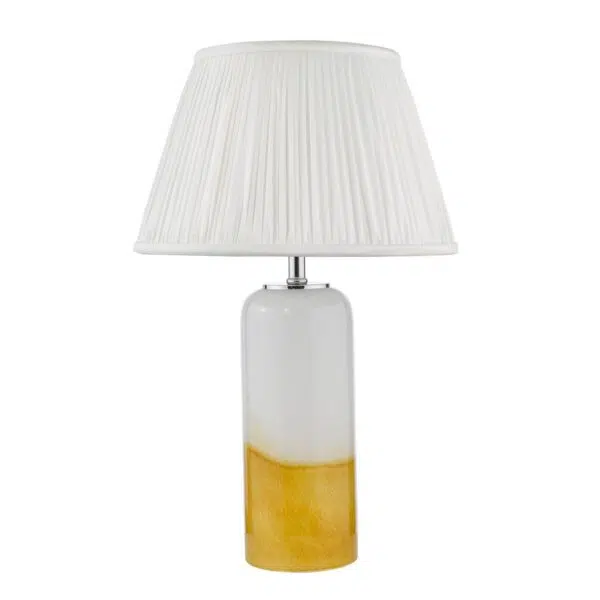 stunning yellow and white art glass table lamp with shade - Stillorgan Decor