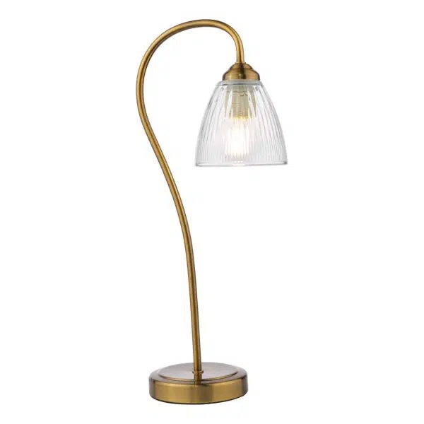 elegant table lamp antique bronze and ribbed glass - Stillorgan Decor