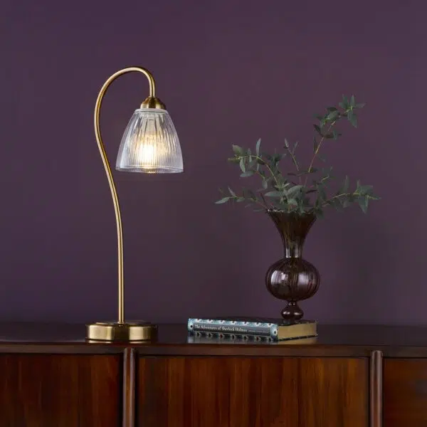 elegant table lamp antique bronze and ribbed glass - Stillorgan Decor