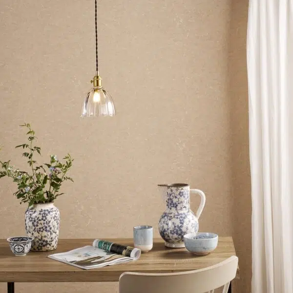 exquisite single pendant natural brass and scalloped bell glass - Stillorgan Decor