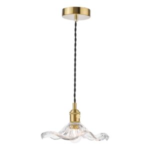 exquisite single pendant natural brass and wavy glass - Stillorgan Decor