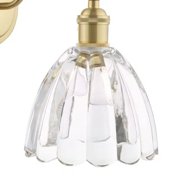 exquisite wall light natural brass and scalloped bell glass - Stillorgan Decor