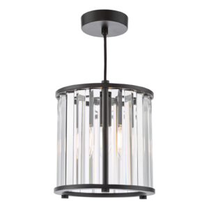 stunning single light faceted glass pendant light satin black - Stillorgan Decor