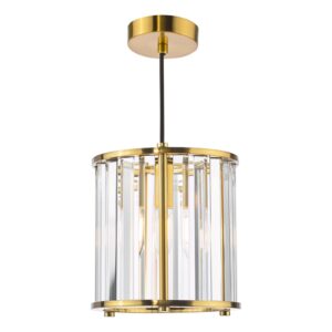 stunning single light faceted glass pendant light natural brass - Stillorgan Decor
