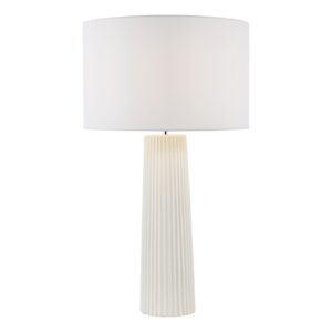 striking white textured ribbed ceramic table lamp with white shade - Stillorgan Decor