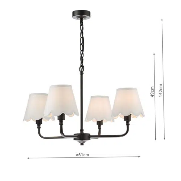 versatile 5 light black ceiling light with scalloped shades - Stillorgan Decor