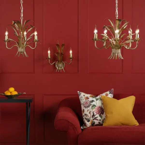 italian inspired leaf 3 light gold pendant - Stillorgan Decor