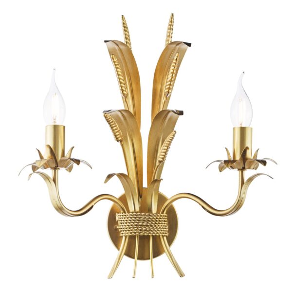italian inspired leaf 2 light gold wall light - Stillorgan Decor