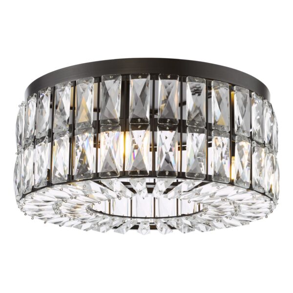 striking sparkling crystal flush ceiling light matt black - Stillorgan Decor