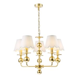 opulent 5 light pendant satin gold with shades - Stillorgan Decor