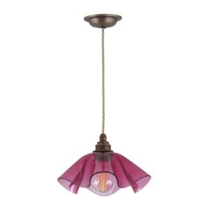 bespoke ethel pendant pink glass and antique brass - Stillorgan Decor