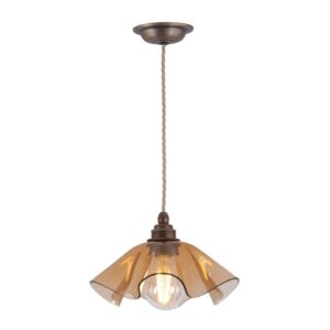 bespoke ethel pendant amber glass and antique brass - Stillorgan Decor