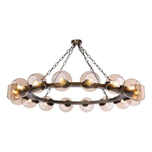 bespoke zeus 16 light pendant antique brass with amber glass - Stillorgan Decor