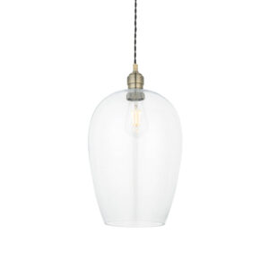 versatile clear glass & antique brass large pendant - Stillorgan Decor
