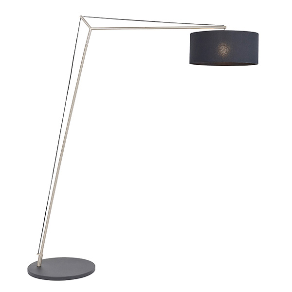 extra large angular floor lamp in matt nickel with black shade 1 extra large angular floor lamp in matt nickel with black shade - Stillorgan Decor