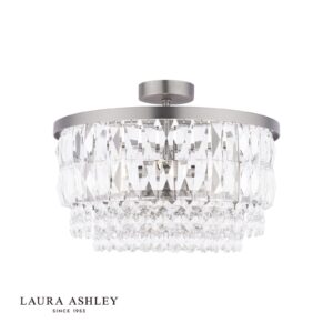 laura ashley rhosill 3 light semi-flush crystal and aged pewter - Stillorgan Decor