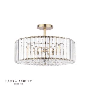 laura ashley fernhurst 4 light semi-flush crystal and antique brass - Stillorgan Decor