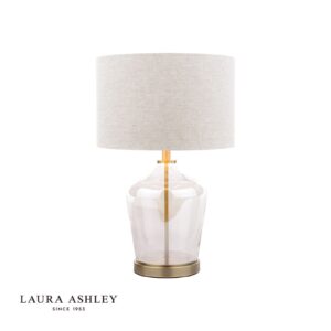 laura ashley ockley table lamp antique brass and champagne glass with shade - Stillorgan Decor