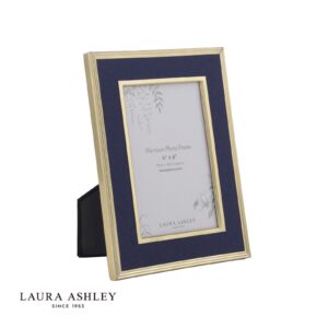 laura ashley harrison photo frame brushed brass and blue 4" x 6" - Stillorgan Decor