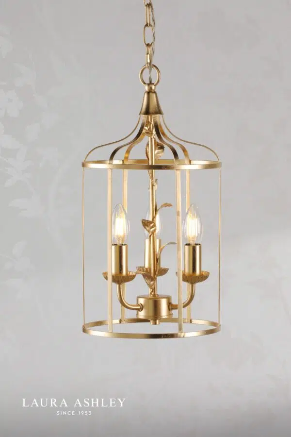 laura ashley halton 3 light pendant distressed gold leaf - Stillorgan Decor