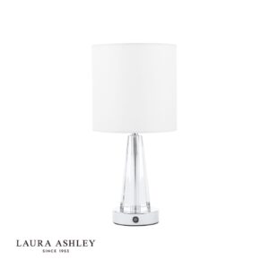 laura ashley blake rechargeable table lamp polished chrome and crystal with shade LED - Stillorgan Decor