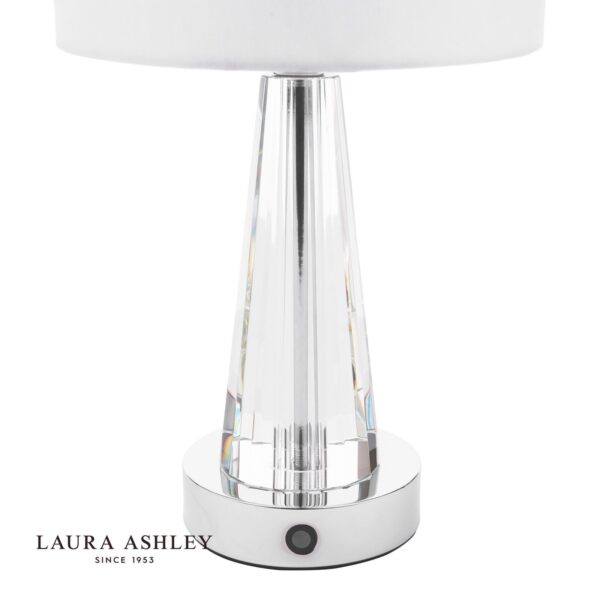 laura ashley blake rechargeable table lamp polished chrome and crystal with shade LED - Stillorgan Decor