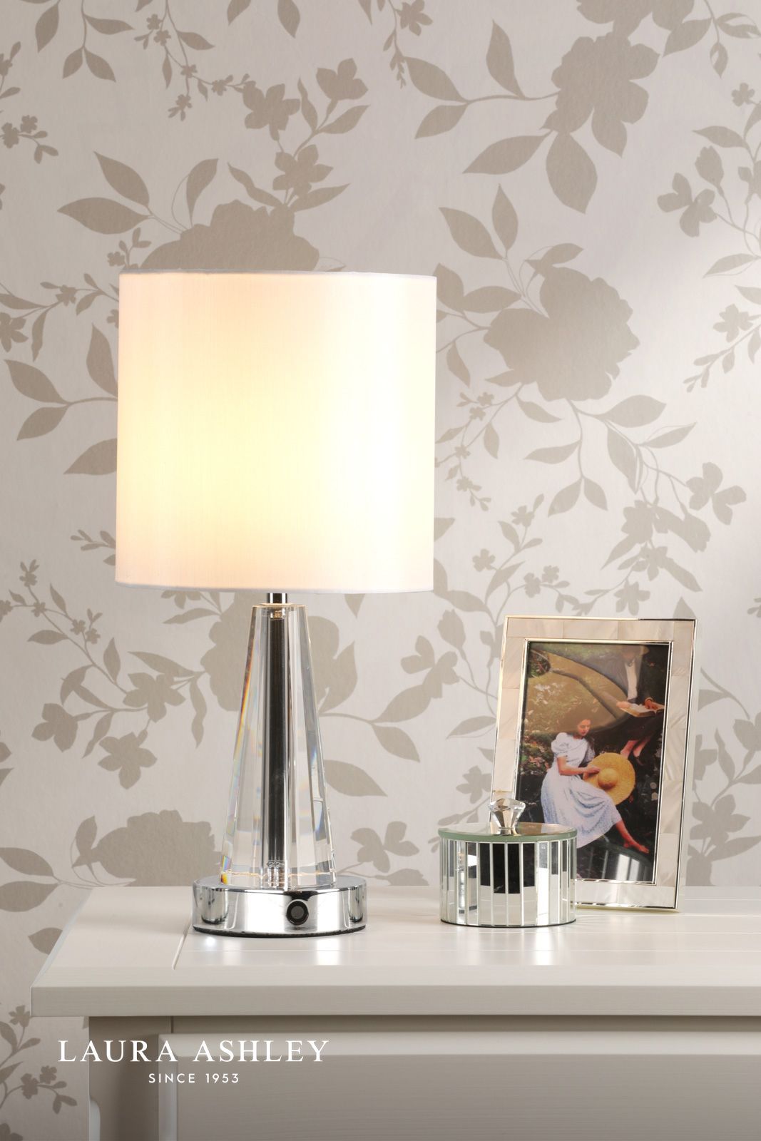 laura ashley blake rechargeable table lamp polished chrome and crystal with shade LED 2 laura ashley blake rechargeable table lamp polished chrome and crystal with shade LED - Stillorgan Decor