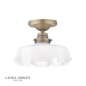 laura ashley banham semi-flush matt antique brass and white glass - Stillorgan Decor