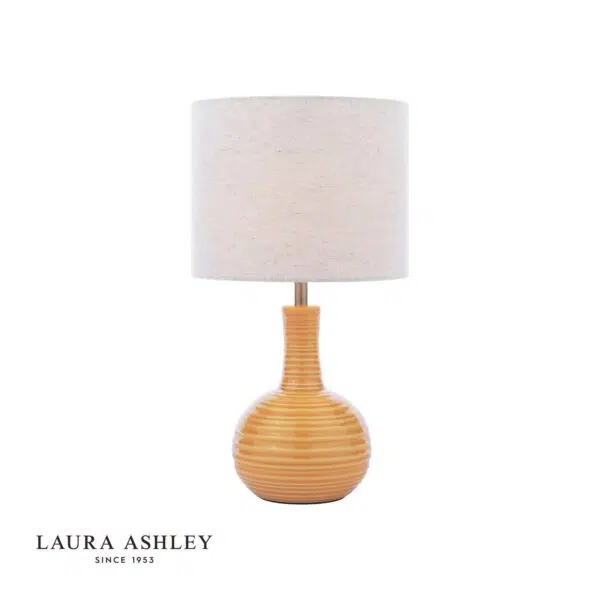 laura ashley padley table lamp yellow ceramic and antique brass with shade - Stillorgan Decor