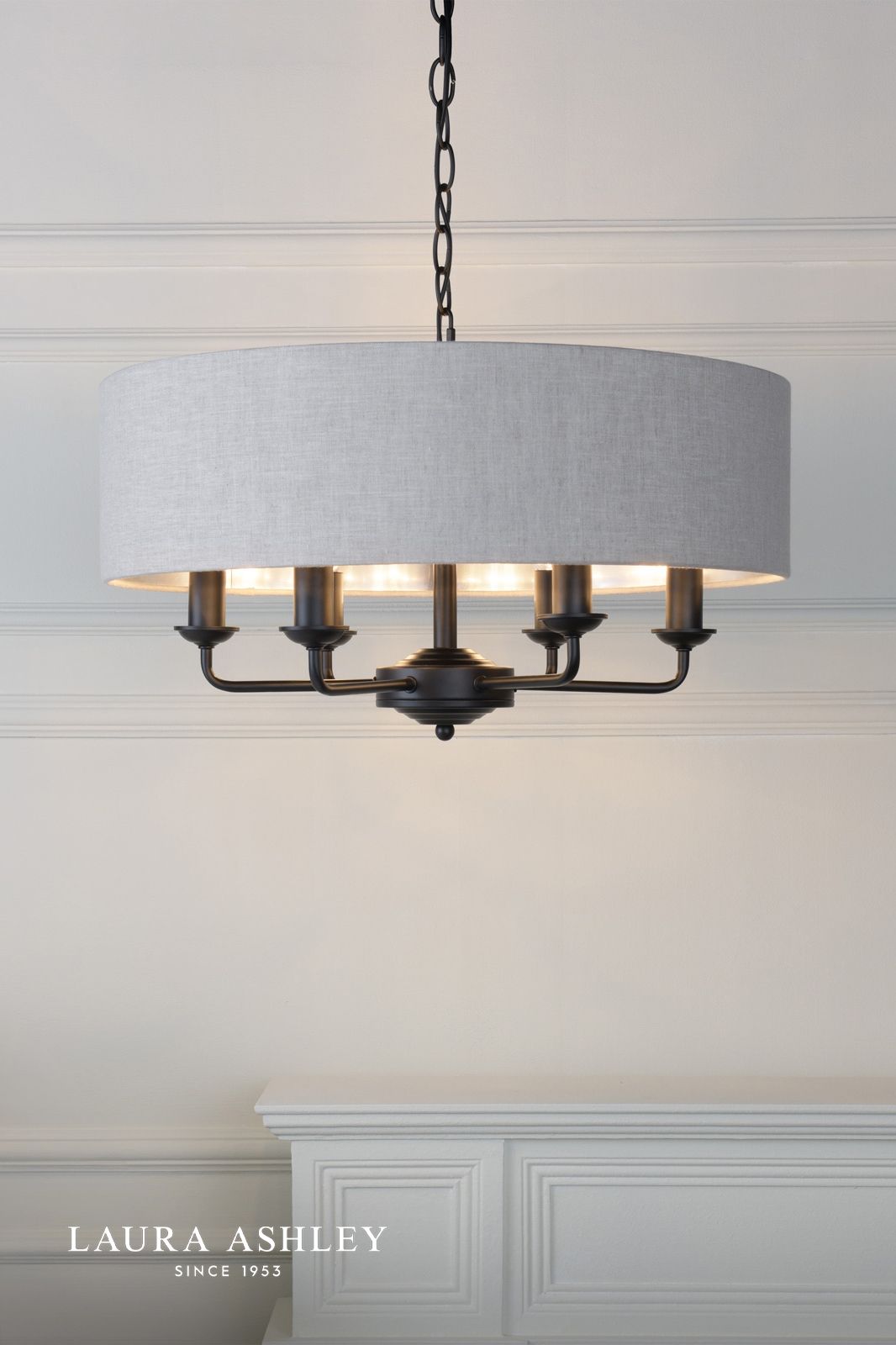 laura ashley sorrento 6 light shadelier matt black with natural shade 2 laura ashley sorrento 6 light shadelier matt black with natural shade - Stillorgan Decor