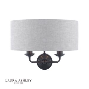 laura ashley Sorrento 2-lichts wandlamp matzwart met natuurlijke kap - Stillorgan Decor